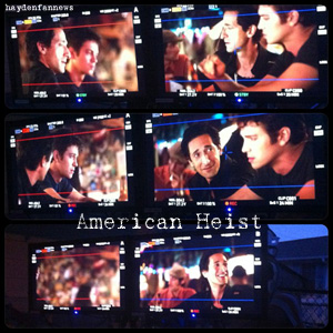 Hayden Christensen and Adrien Brody filming American Heist.