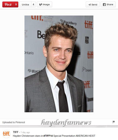 Hayden Christensen on the guest list for TIFF 2014.