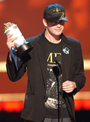 Hayden accepting the golden popcorn for Best Villain in 2006