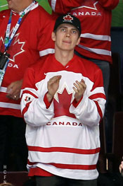 Hayden Christensen at the Canada vs USA Olympic Hockey Game