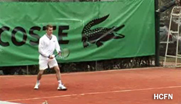 Hayden Christensen on the court at the Tennis Club de Paris