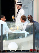 Hayden, Paul Walker, Michael Ealy and Idris Elba on set of Bone Deep