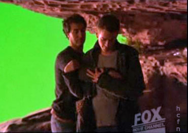 Hayden Christensen and Doug Liman working on a scene from Jumper