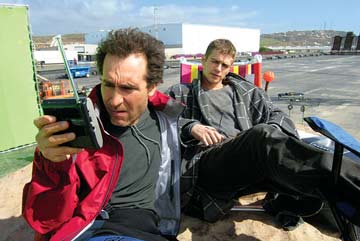 Doug Liman and Hayden Christensen on the set of Jumper