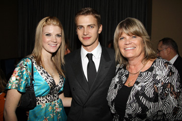 Hayden Christensen with mom and sister at Jumper Premiere after party