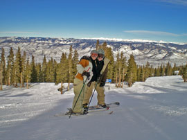 Hayden snowboarding in Aspen