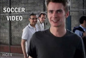 Hayden Christensen video playing soccer with kids in Rio de Janeiro.