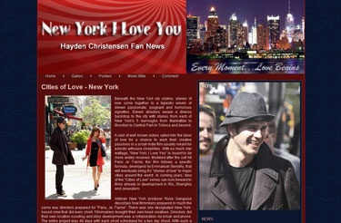 New York, I Love You movie page on Hayden Christensen Fan News
