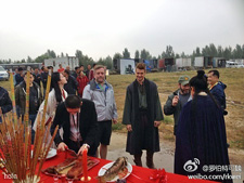 Hayden Christensen on set for the first day of production of Outcast.