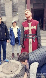 Hayden Christensen interview from China. Hayden pictured as Knight Crusader on set.