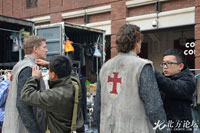 Hayden Christensen's brother Producer Tove Christensen suits up in armor for a scene on Outcast.