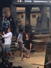 Hayden Christensen prepares for a scene on Outcast in Hebei.