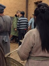 Hayden Christensen films a scene at a desert fortress in China.