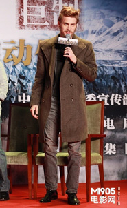 Hayden Christensen filming Outcast in China in August 2013 with Nicolas Cage.