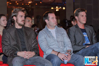 Hayden Christensen, Nick Powell and Tove Christensen in the audience at Official launch of Outcast in Beijing.