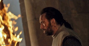 Nicolas Cage as Crusader is Gallain who travels the Silk Road to China in Outcast.
