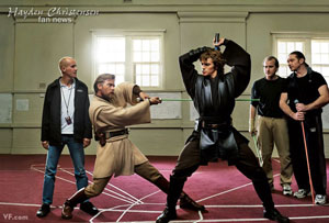 Hayden Christensen, Ewan McGregor, Nick Gillard, Star Wars prequels sword training.