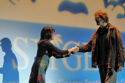 Brad Anderson on stage at the Sitges Film Festival in Spain presenting Vanishing on 7th Street.