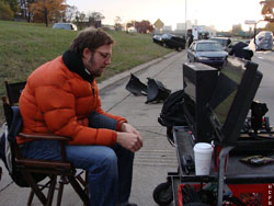 Brad Anderson on the set of Vanishing on 7th Street starring Hayden Christensen