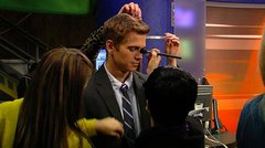 Hayden Christensen gets makeup on the set of Vanishing on 7th Street